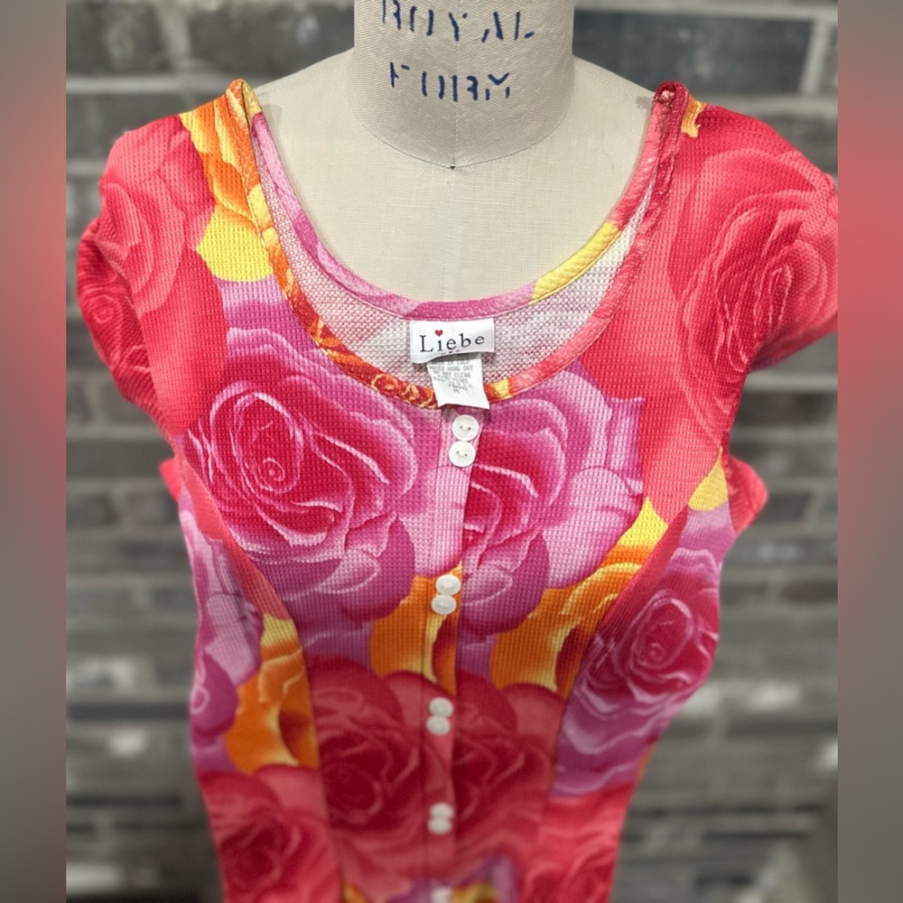 Vintage Y2K Style Rose Print Button-Front Maxi Dress - Picture 5 of 6